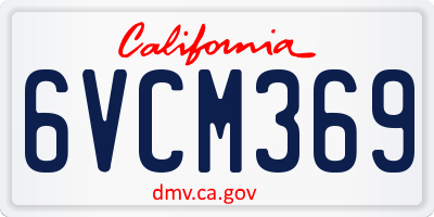 CA license plate 6VCM369