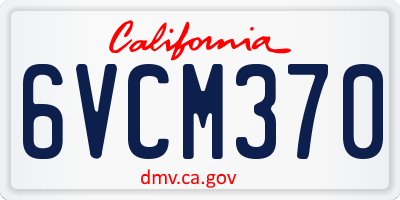 CA license plate 6VCM370