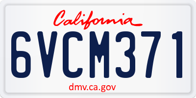 CA license plate 6VCM371