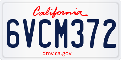 CA license plate 6VCM372