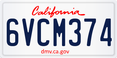 CA license plate 6VCM374