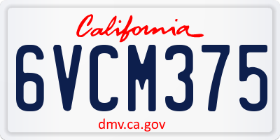 CA license plate 6VCM375