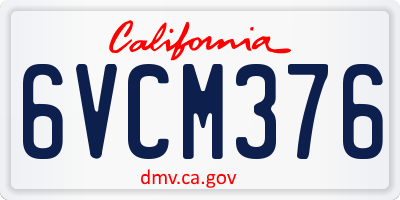 CA license plate 6VCM376