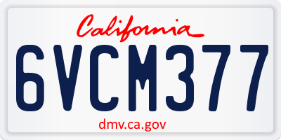 CA license plate 6VCM377