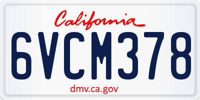 CA license plate 6VCM378