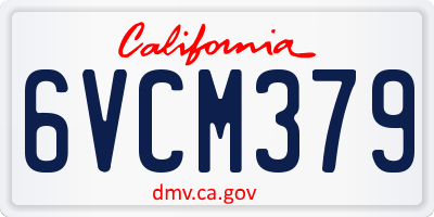 CA license plate 6VCM379