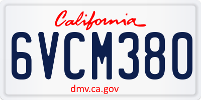 CA license plate 6VCM380
