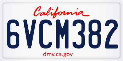CA license plate 6VCM382