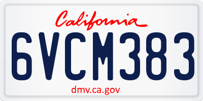 CA license plate 6VCM383