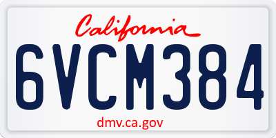 CA license plate 6VCM384