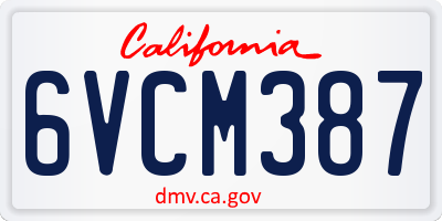 CA license plate 6VCM387
