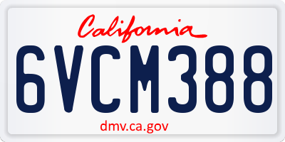 CA license plate 6VCM388