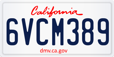 CA license plate 6VCM389