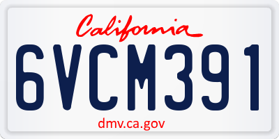 CA license plate 6VCM391