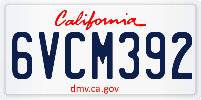 CA license plate 6VCM392