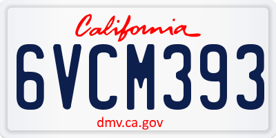 CA license plate 6VCM393
