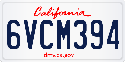 CA license plate 6VCM394
