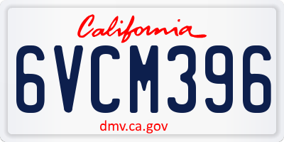 CA license plate 6VCM396