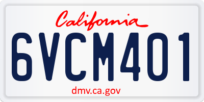CA license plate 6VCM401