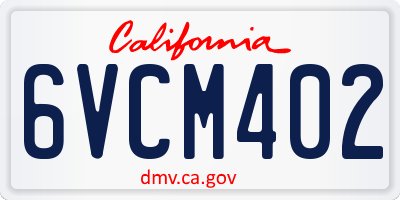CA license plate 6VCM402