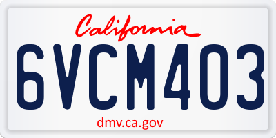 CA license plate 6VCM403