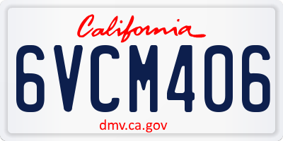CA license plate 6VCM406