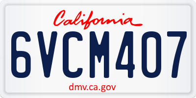 CA license plate 6VCM407