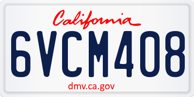 CA license plate 6VCM408