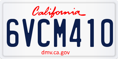 CA license plate 6VCM410
