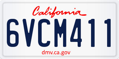 CA license plate 6VCM411