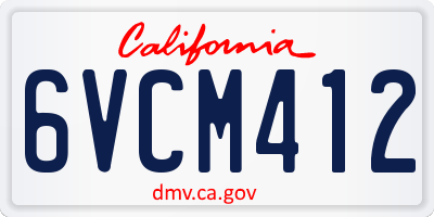 CA license plate 6VCM412