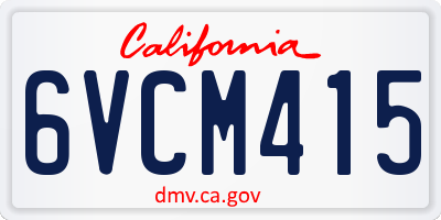 CA license plate 6VCM415