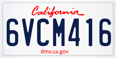 CA license plate 6VCM416