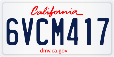 CA license plate 6VCM417