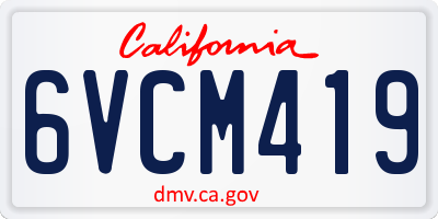 CA license plate 6VCM419