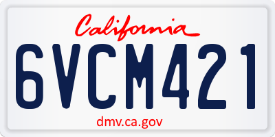 CA license plate 6VCM421
