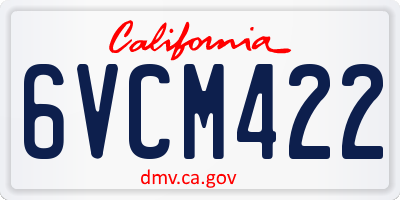 CA license plate 6VCM422