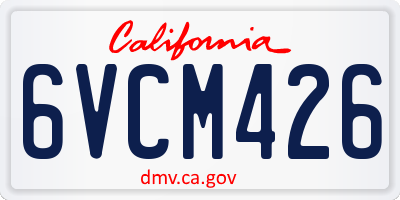 CA license plate 6VCM426
