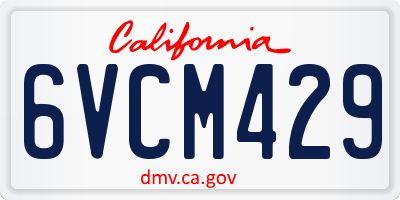 CA license plate 6VCM429