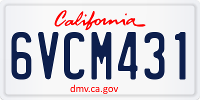 CA license plate 6VCM431