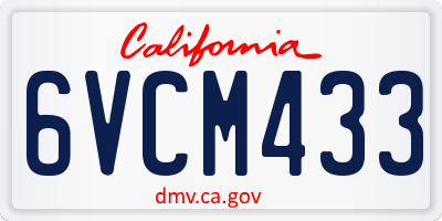 CA license plate 6VCM433