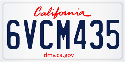 CA license plate 6VCM435