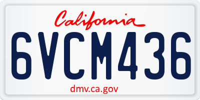 CA license plate 6VCM436