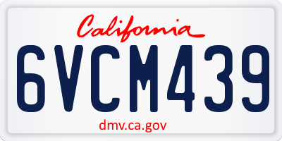 CA license plate 6VCM439