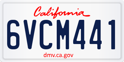 CA license plate 6VCM441