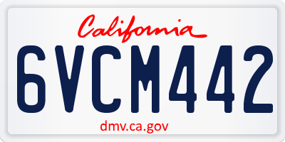 CA license plate 6VCM442