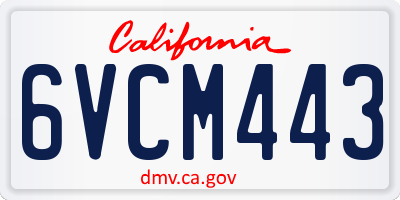 CA license plate 6VCM443