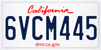 CA license plate 6VCM445