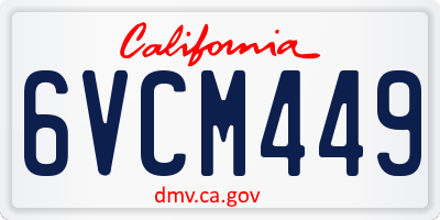 CA license plate 6VCM449