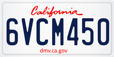 CA license plate 6VCM450